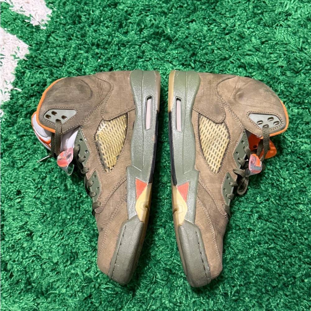 NIKE AIR JORDAN V 5 RETRO LS ARMY OLIVE GREEN ORANGE UNDEFEATED